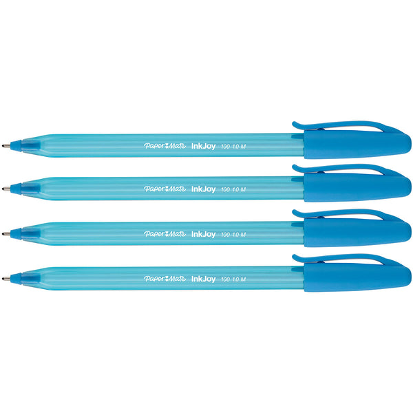 Paper Mate Inkjoy Turquoise 100ST Ballpoint Pen, Medium 1.0mm, Turquoise  Ink Pack of 4