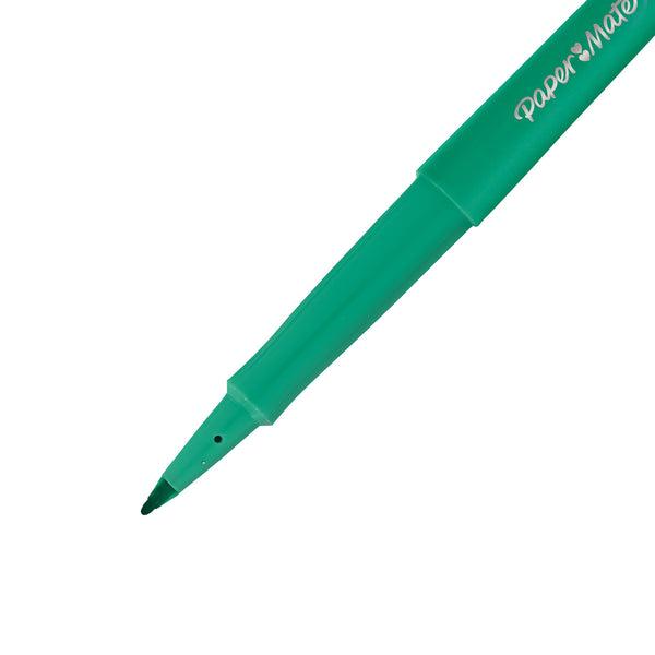 Paper Mate Flair Green Felt Tip Pens Point Guard, Bulk Pack of 24