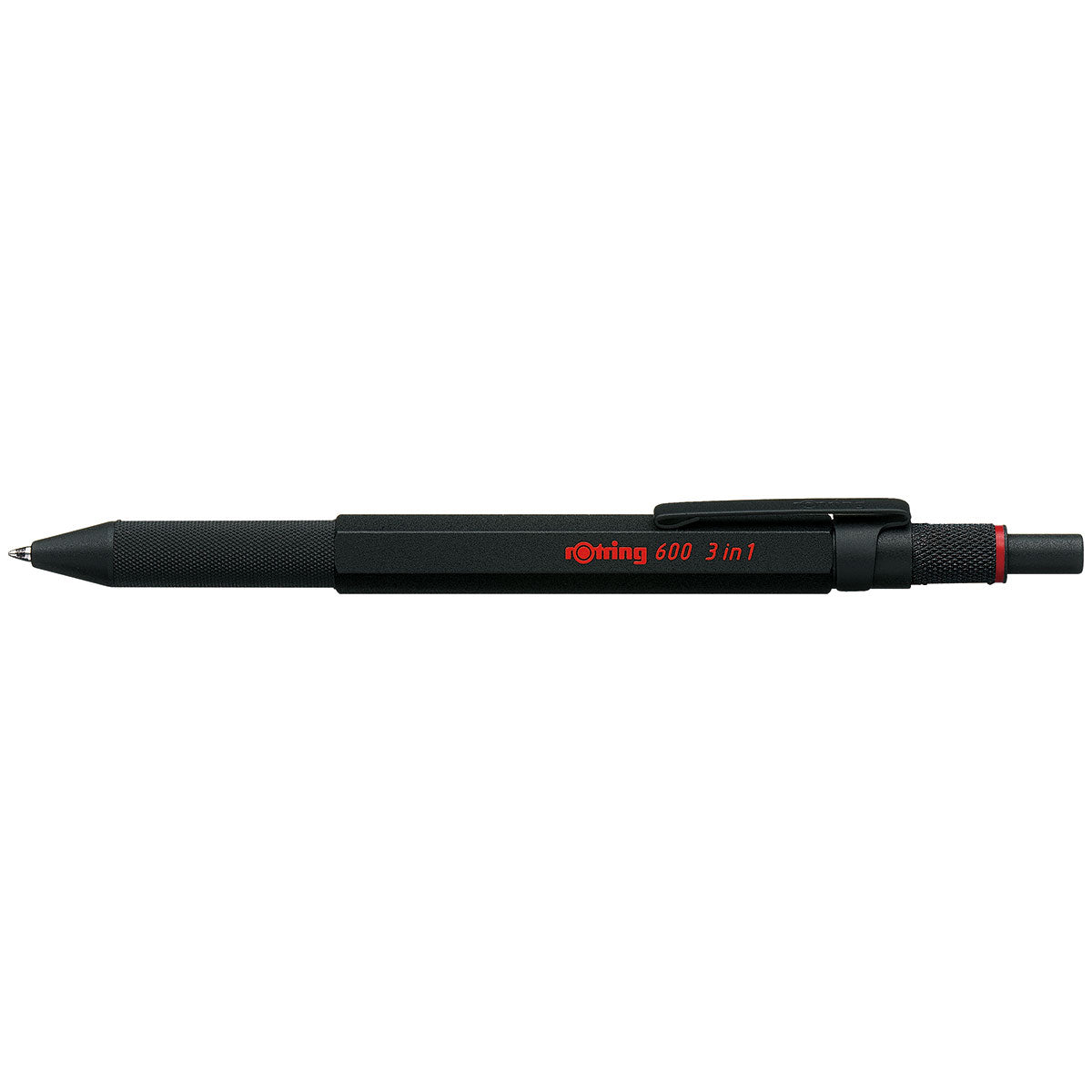 Rotring 600 Black 3 in 1 Multi Pen - Black, Red Ink, 0.5 Pencil 