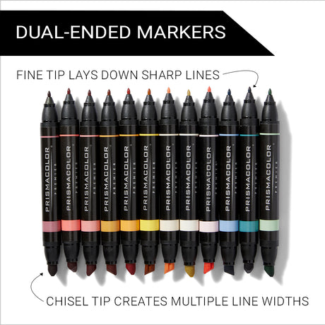 Prismacolor Premier Pastel Markers Set of 12 Dual Ended Chisel and Fine Tips 2173306