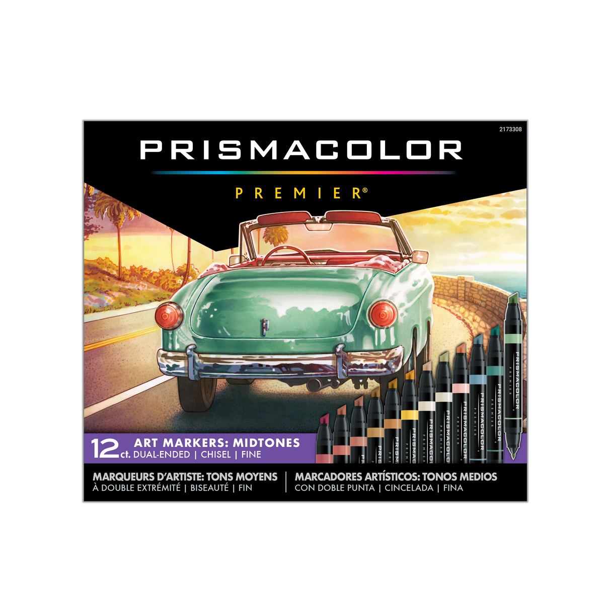 Prismacolor Premier Pastel Markers Set of 12 Dual Ended Chisel and Fine Tips 2173306