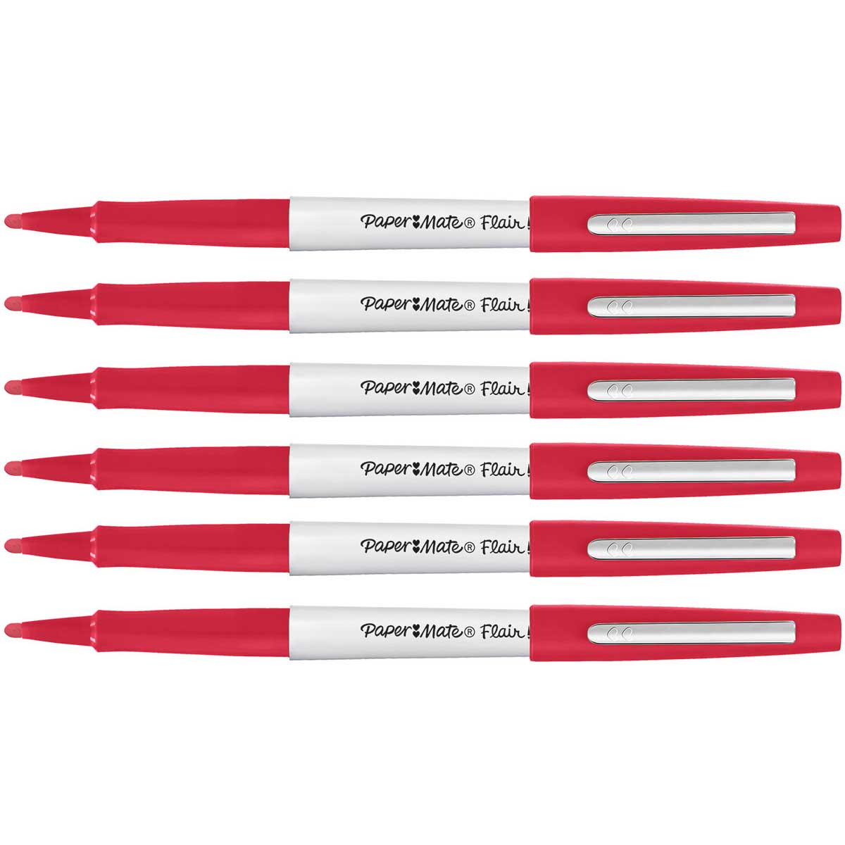 Paper Mate Flair Bold Tip Pens 1.2mm Red Ink Pack Of 6