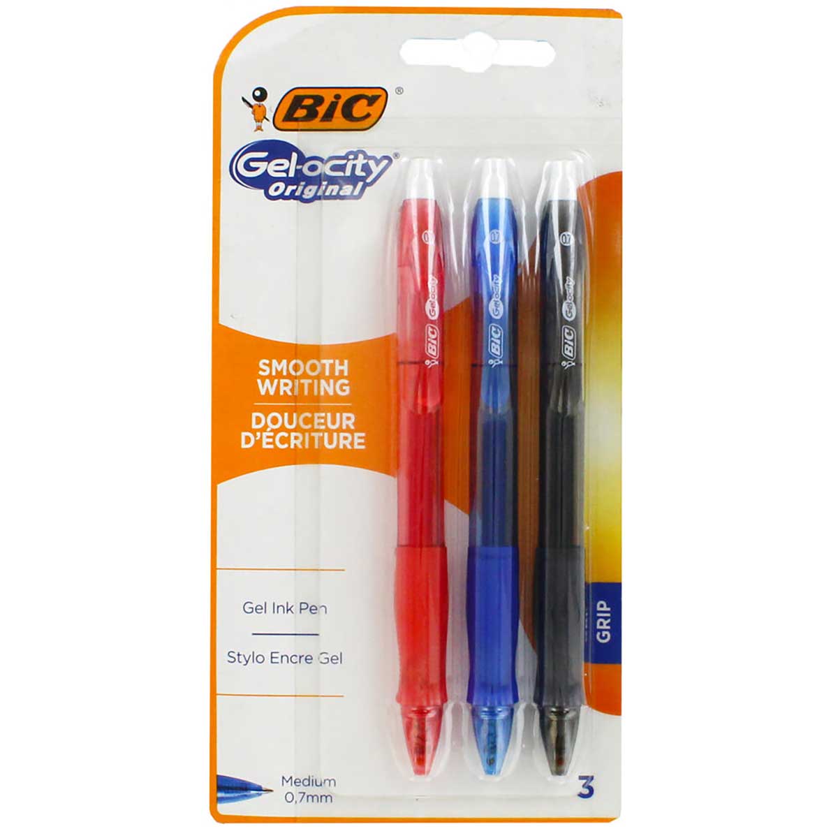 Bic Gelocity Pens 0.7mm, Black, Blue and Red Gel Ink Pens