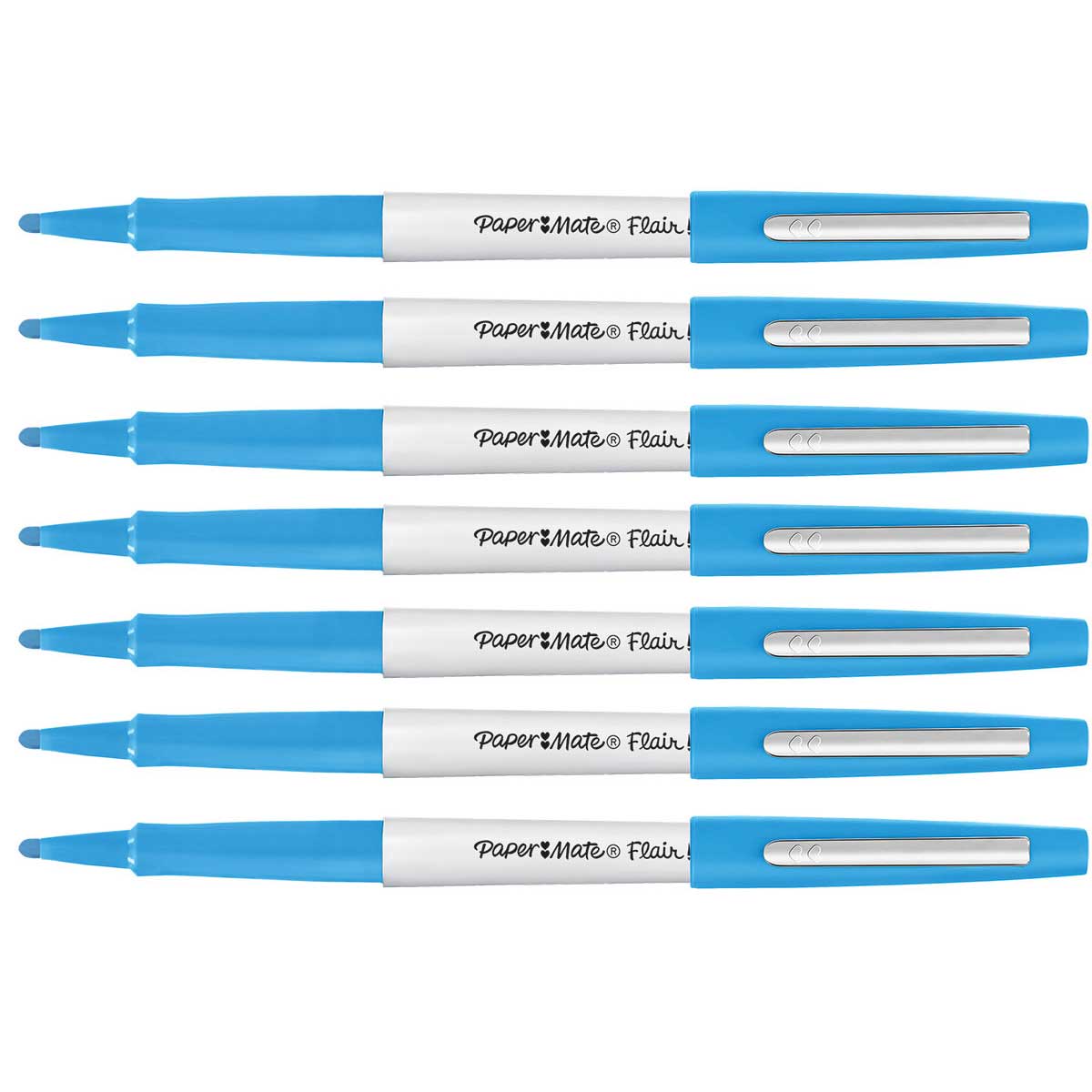 Paper Mate Flair Thick Felt tip Pens Sky Blue Bold 1.2mm Pack of 6