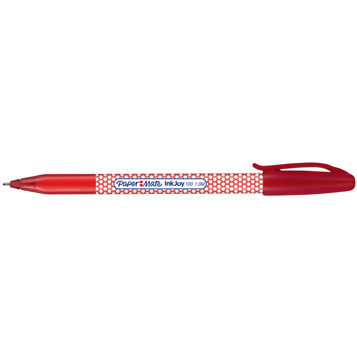 Paper Mate Inkjoy 100 ST Red Ink Ballpoint Pens, Dotted Design Capped