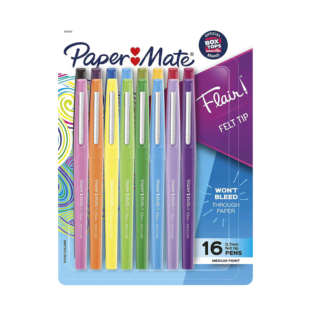 Papermate Flair Pens Assorted Colors Felt Tip Pack of 16 - 1953980