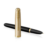 Parker 51 Deluxe Fountain Pen Black Gold Trim Fine