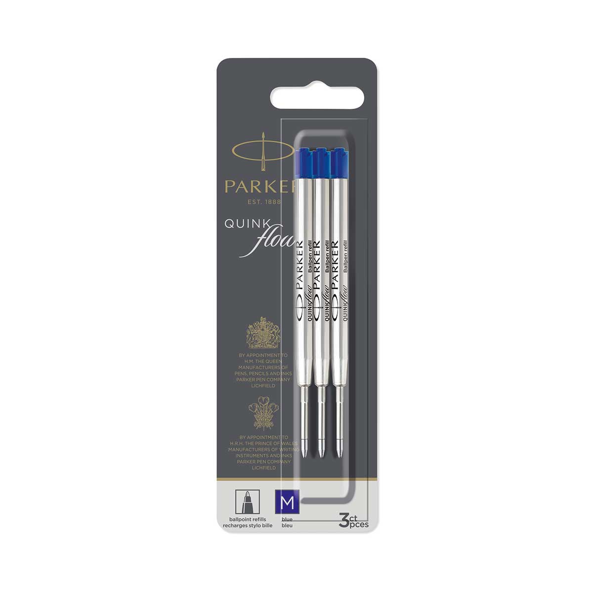 Parker Ballpoint Refills Blue Medium Pack Pack Of 3