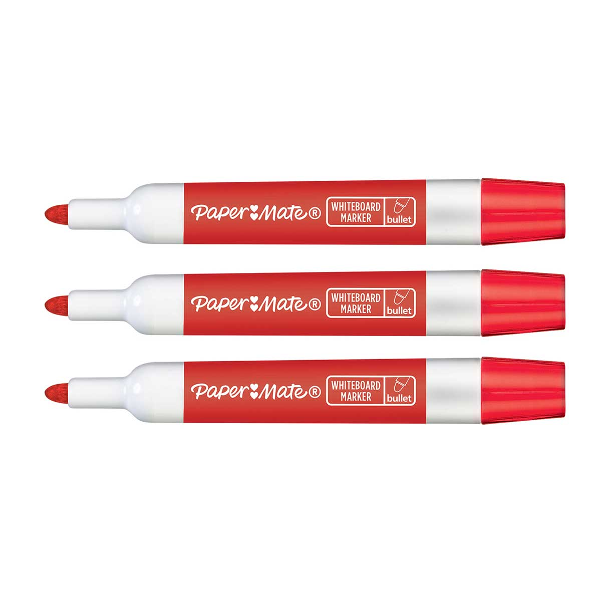 Red Dry Erase Markers Bullet Tip Pack of 3 By Paper Mate