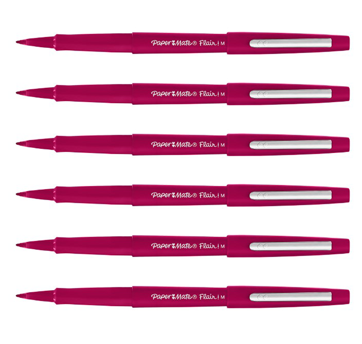 Paper Mate Flair Magenta Felt Tip Pen Medium Point Guard Pack of 6