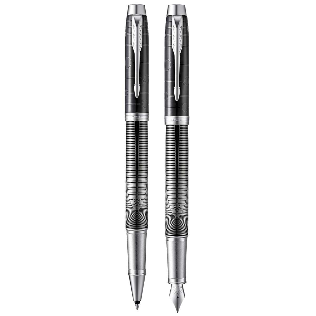 Parker IM Metallic Pursuit Fountain Pen and Rollerball Pen Set  Parker Fountain Pens