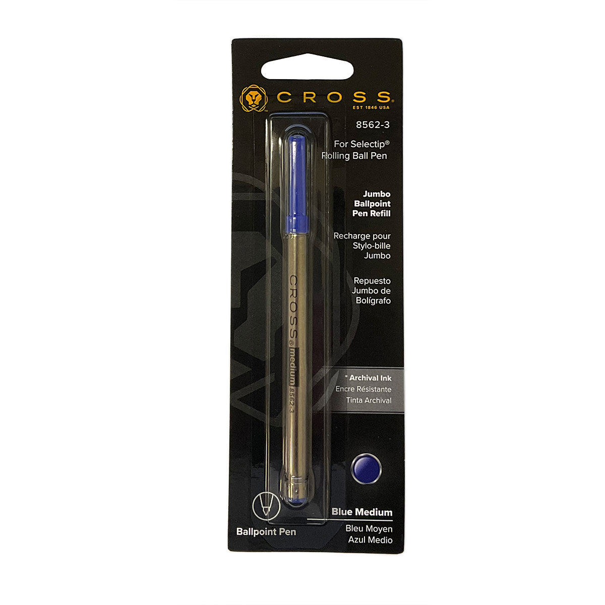 Cross Jumbo Ballpoint Refill to Fit Cross Rollerball Pens, Blue Ink 8562-3  Cross Ballpoint Refills