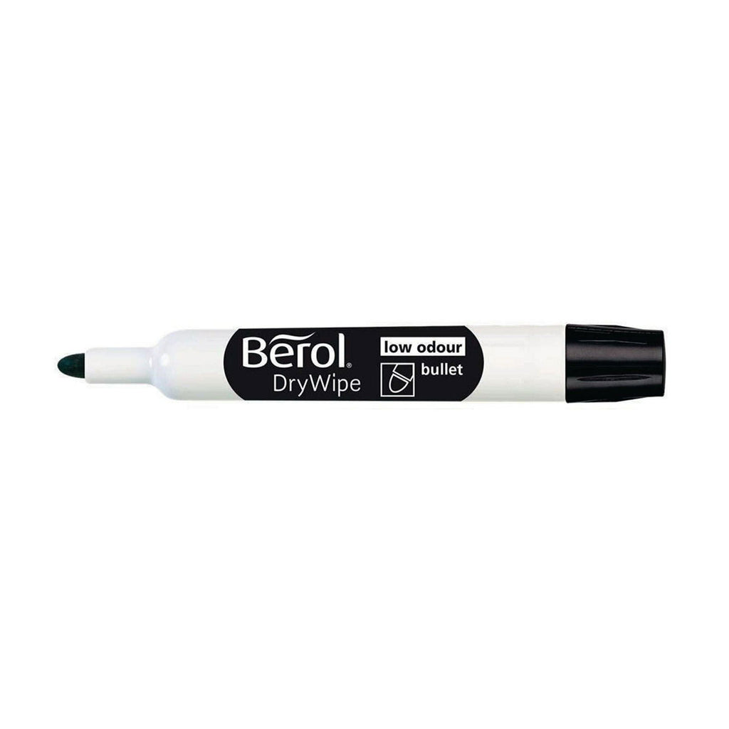 DRY WIPE BLACK BULLET TIP White Board marker pens Drywipe Markers Fine Thin  Tip