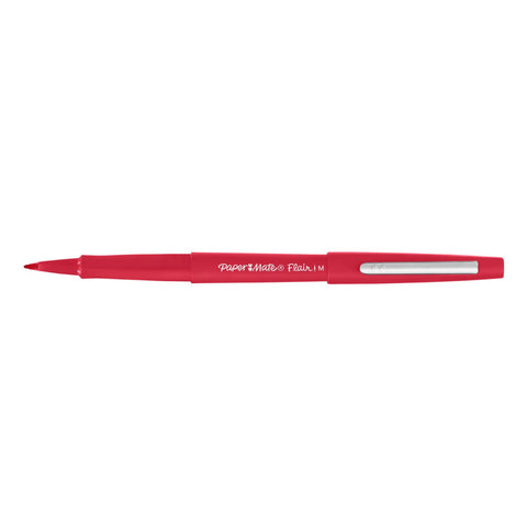 Paper Mate Flair Red Felt Tip Pens Point Guard, Bulk Pack of 24