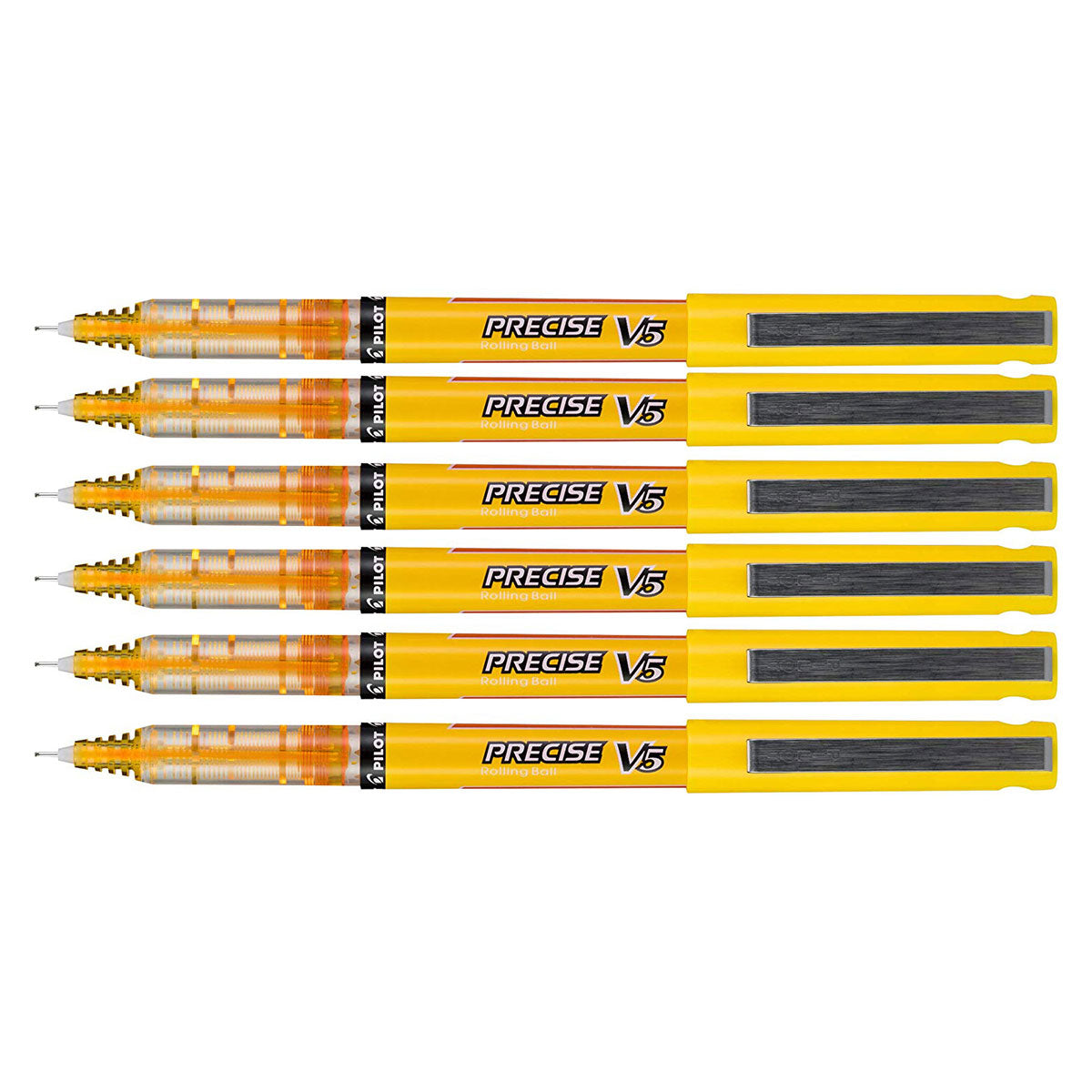 Pilot Precise V5 Extra Fine Yellow Rolling Ball Pen 0.5mm Pack of